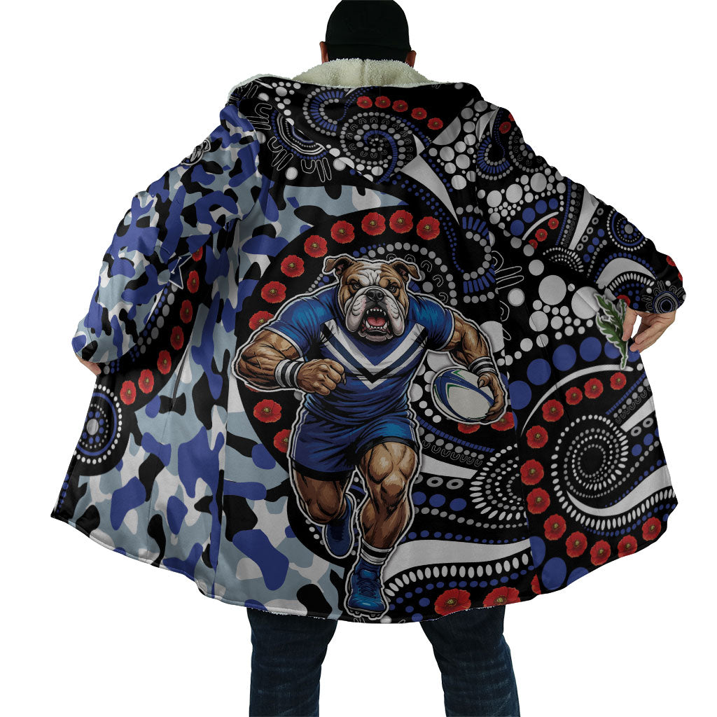 Canterbury Bulldogs ANZAC Day Cloak Aboriginal Dot Poppy Remembrance Bulldog