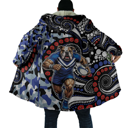 Canterbury Bulldogs ANZAC Day Cloak Aboriginal Dot Poppy Remembrance Bulldog