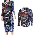 Canterbury Bulldogs ANZAC Day Couples Matching Long Sleeve Bodycon Dress and Long Sleeve Button Shirt Aboriginal Dot Poppy Remembrance Bulldog