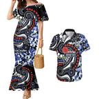 Canterbury Bulldogs ANZAC Day Couples Matching Mermaid Dress and Hawaiian Shirt Aboriginal Dot Poppy Remembrance Bulldog