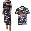 Canterbury Bulldogs ANZAC Day Couples Matching Puletasi and Hawaiian Shirt Aboriginal Dot Poppy Remembrance Bulldog