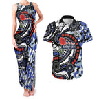 Canterbury Bulldogs ANZAC Day Couples Matching Tank Maxi Dress and Hawaiian Shirt Aboriginal Dot Poppy Remembrance Bulldog