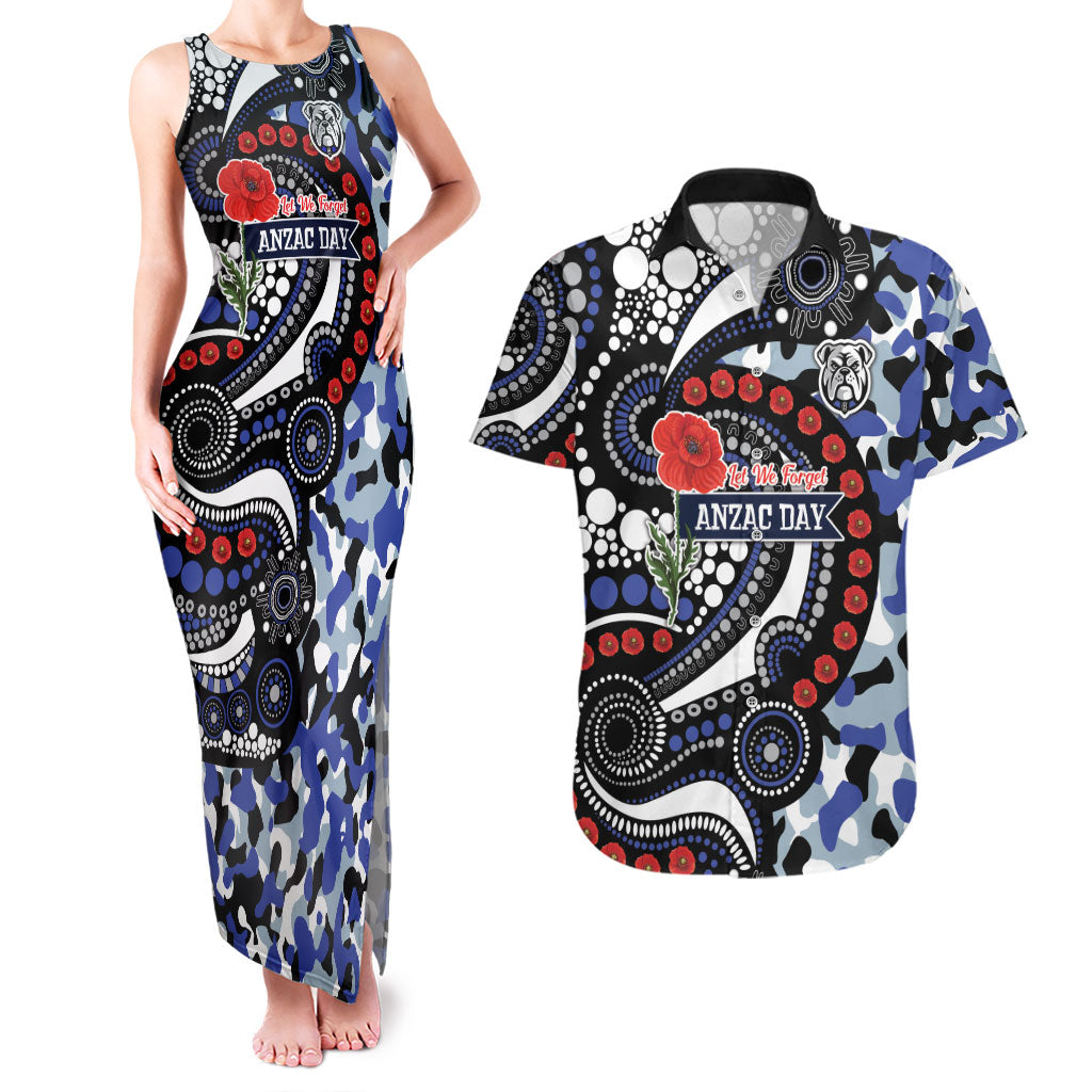 Canterbury Bulldogs ANZAC Day Couples Matching Tank Maxi Dress and Hawaiian Shirt Aboriginal Dot Poppy Remembrance Bulldog