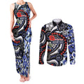 Canterbury Bulldogs ANZAC Day Couples Matching Tank Maxi Dress and Long Sleeve Button Shirt Aboriginal Dot Poppy Remembrance Bulldog