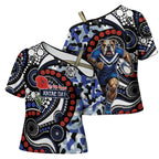 Canterbury Bulldogs ANZAC Day Cross Shoulder Shirt Aboriginal Dot Poppy Remembrance Bulldog