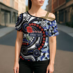 Canterbury Bulldogs ANZAC Day Cross Shoulder Shirt Aboriginal Dot Poppy Remembrance Bulldog