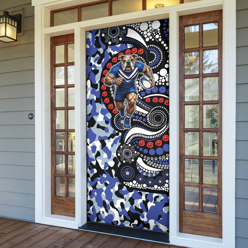 Canterbury Bulldogs ANZAC Day Door Cover Aboriginal Dot Poppy Remembrance Bulldog