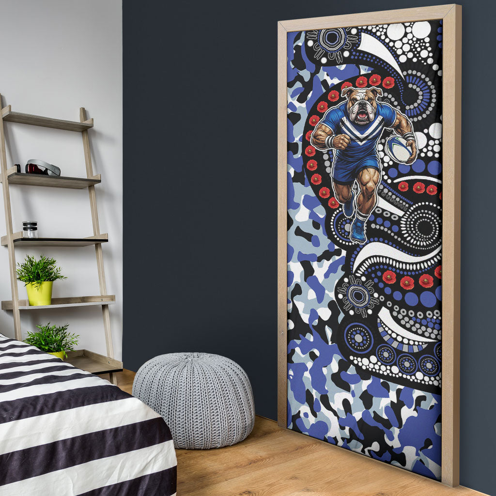 Canterbury Bulldogs ANZAC Day Door Cover Aboriginal Dot Poppy Remembrance Bulldog