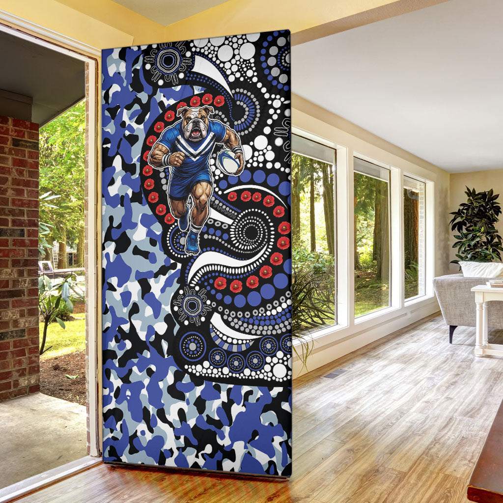 Canterbury Bulldogs ANZAC Day Door Cover Aboriginal Dot Poppy Remembrance Bulldog