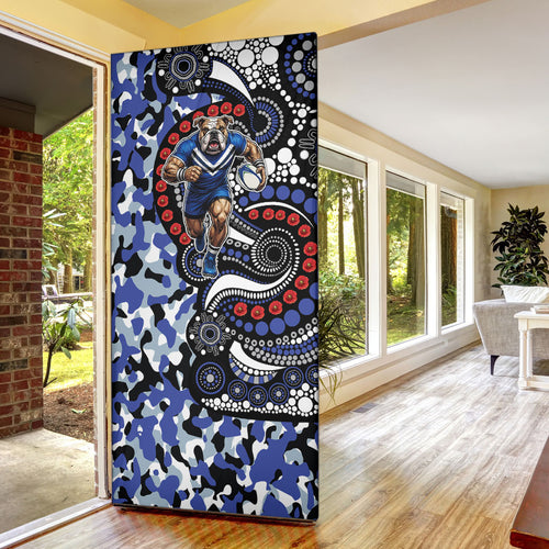 Canterbury Bulldogs ANZAC Day Door Cover Aboriginal Dot Poppy Remembrance Bulldog