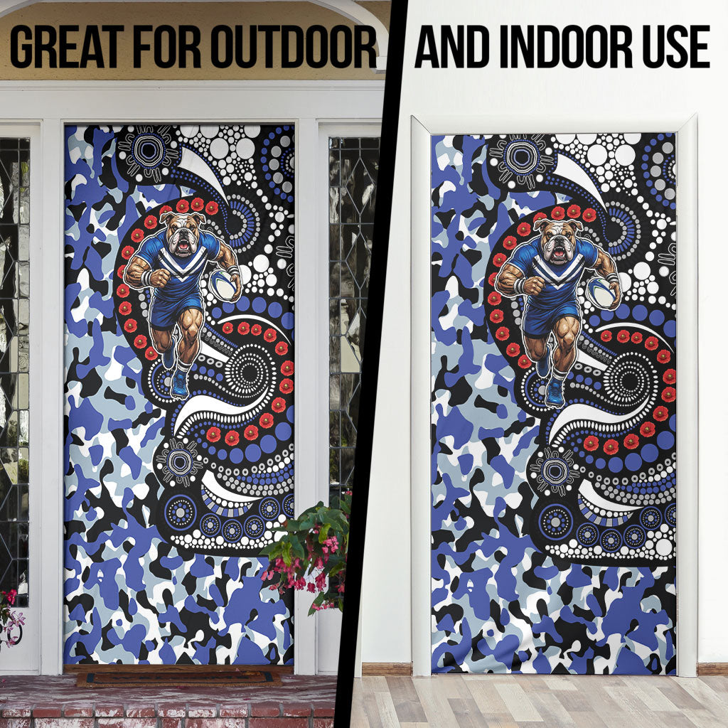 Canterbury Bulldogs ANZAC Day Door Cover Aboriginal Dot Poppy Remembrance Bulldog