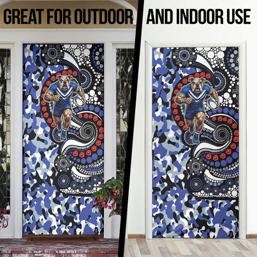 Canterbury Bulldogs ANZAC Day Door Cover Aboriginal Dot Poppy Remembrance Bulldog