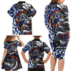 Canterbury Bulldogs ANZAC Day Family Matching Long Sleeve Bodycon Dress and Hawaiian Shirt Aboriginal Dot Poppy Remembrance Bulldog