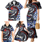 Canterbury Bulldogs ANZAC Day Family Matching Mermaid Dress and Hawaiian Shirt Aboriginal Dot Poppy Remembrance Bulldog