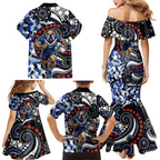 Canterbury Bulldogs ANZAC Day Family Matching Mermaid Dress and Hawaiian Shirt Aboriginal Dot Poppy Remembrance Bulldog