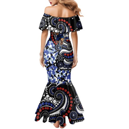 Canterbury Bulldogs ANZAC Day Family Matching Mermaid Dress and Hawaiian Shirt Aboriginal Dot Poppy Remembrance Bulldog