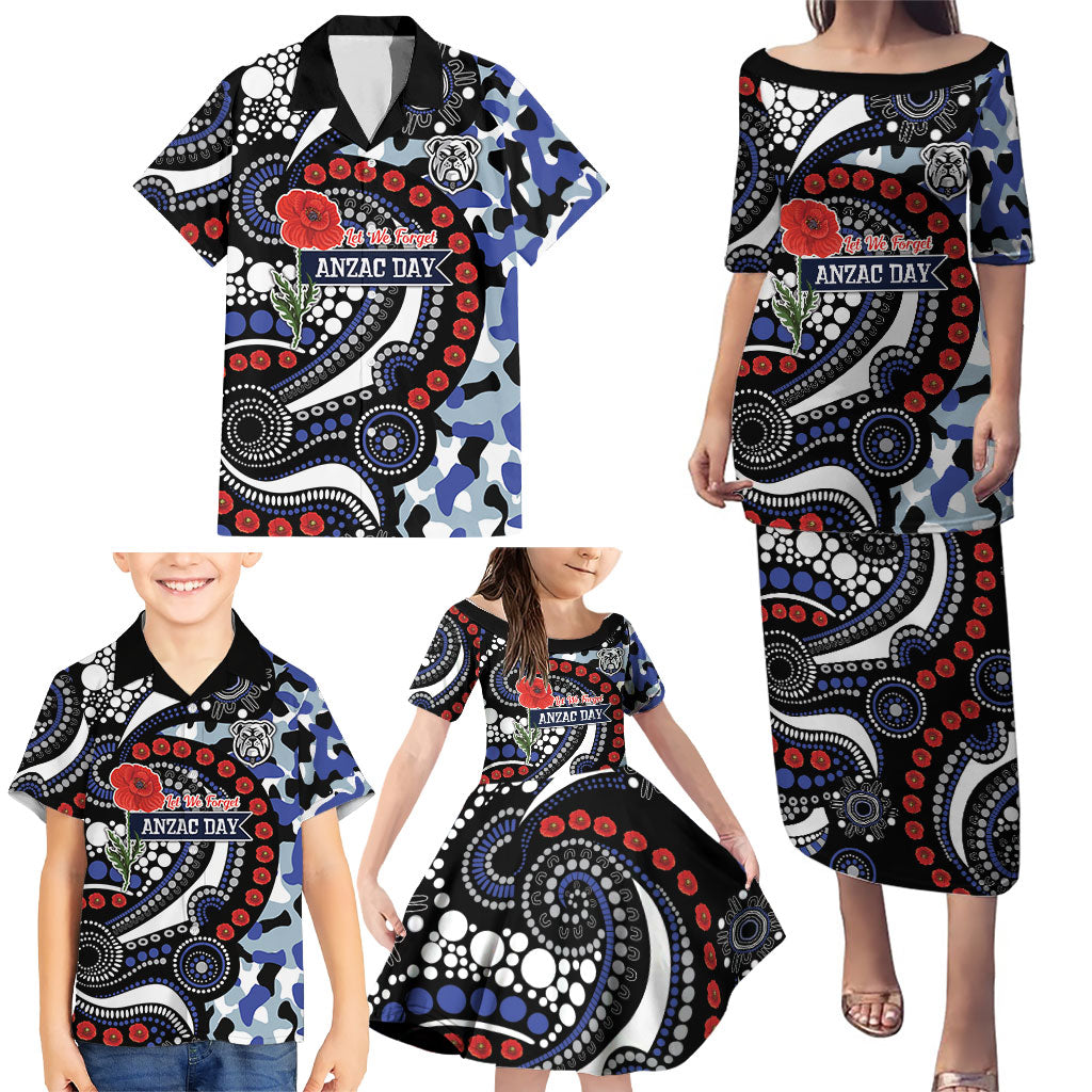 Canterbury Bulldogs ANZAC Day Family Matching Puletasi and Hawaiian Shirt Aboriginal Dot Poppy Remembrance Bulldog