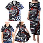 Canterbury Bulldogs ANZAC Day Family Matching Puletasi and Hawaiian Shirt Aboriginal Dot Poppy Remembrance Bulldog