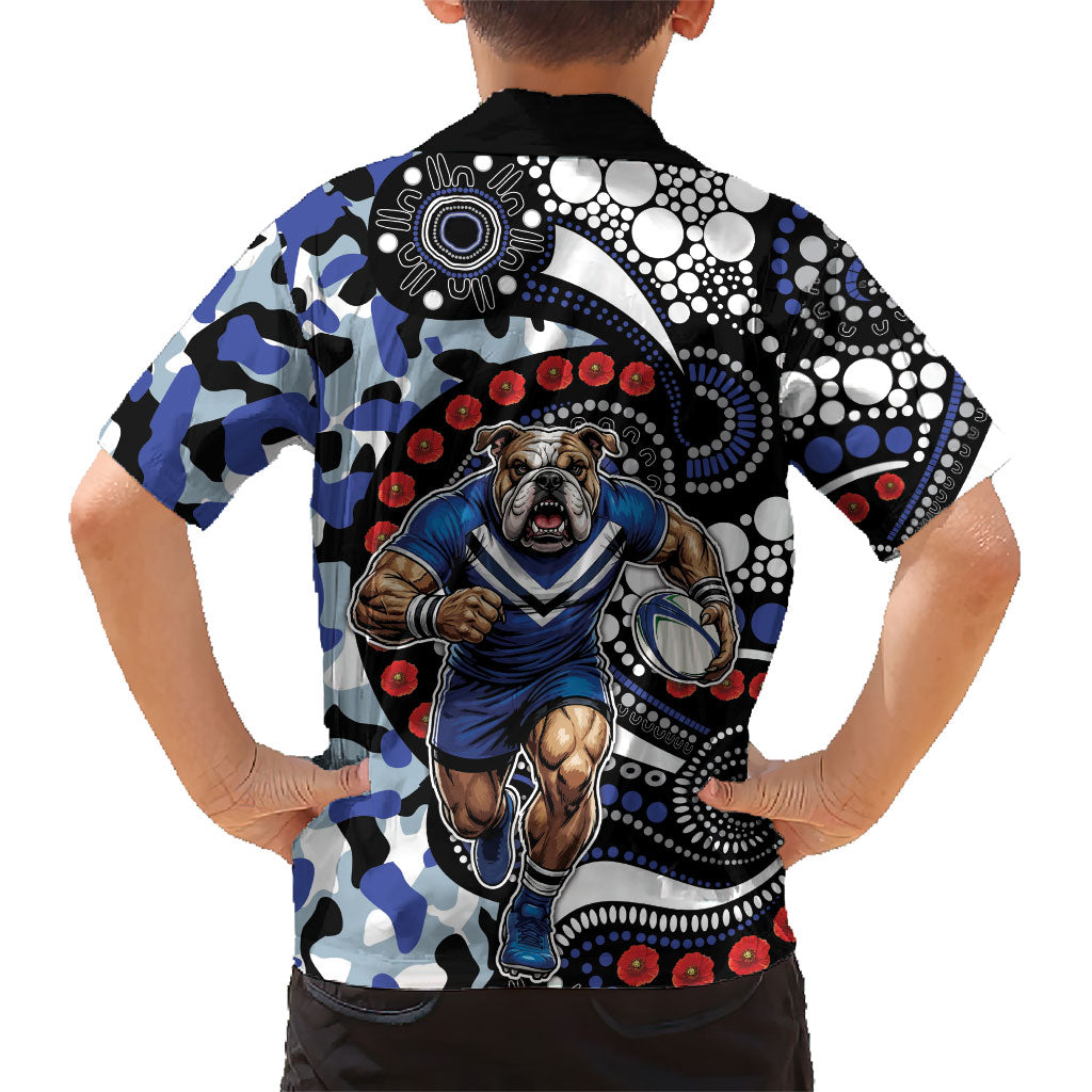 Canterbury Bulldogs ANZAC Day Family Matching Puletasi and Hawaiian Shirt Aboriginal Dot Poppy Remembrance Bulldog