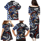 Canterbury Bulldogs ANZAC Day Family Matching Puletasi and Hawaiian Shirt Aboriginal Dot Poppy Remembrance Bulldog