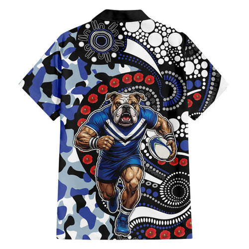 Canterbury Bulldogs ANZAC Day Family Matching Puletasi and Hawaiian Shirt Aboriginal Dot Poppy Remembrance Bulldog