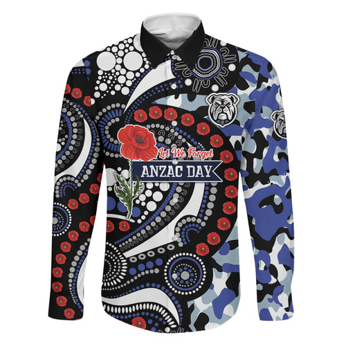 Canterbury Bulldogs ANZAC Day Family Matching Puletasi and Hawaiian Shirt Aboriginal Dot Poppy Remembrance Bulldog
