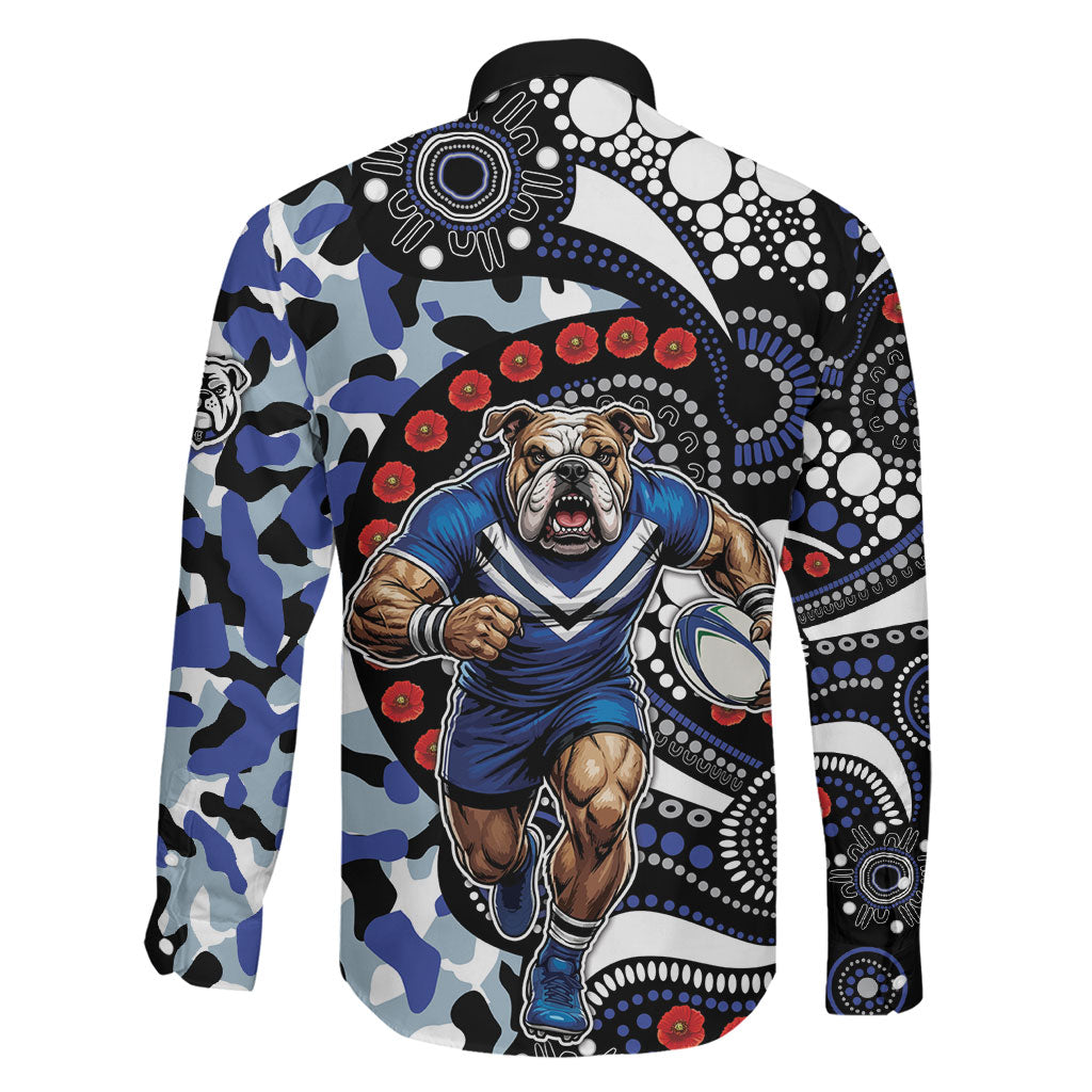 Canterbury Bulldogs ANZAC Day Family Matching Puletasi and Hawaiian Shirt Aboriginal Dot Poppy Remembrance Bulldog