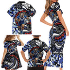 Canterbury Bulldogs ANZAC Day Family Matching Short Sleeve Bodycon Dress and Hawaiian Shirt Aboriginal Dot Poppy Remembrance Bulldog