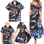 Canterbury Bulldogs ANZAC Day Family Matching Summer Maxi Dress and Hawaiian Shirt Aboriginal Dot Poppy Remembrance Bulldog