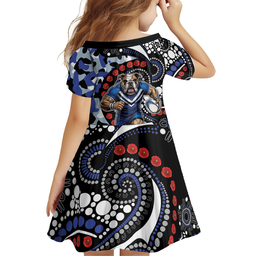 Canterbury Bulldogs ANZAC Day Family Matching Summer Maxi Dress and Hawaiian Shirt Aboriginal Dot Poppy Remembrance Bulldog