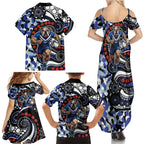 Canterbury Bulldogs ANZAC Day Family Matching Summer Maxi Dress and Hawaiian Shirt Aboriginal Dot Poppy Remembrance Bulldog