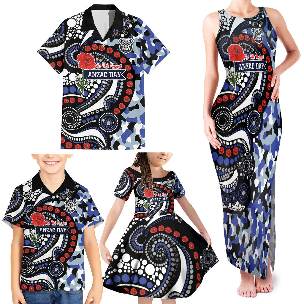 Canterbury Bulldogs ANZAC Day Family Matching Tank Maxi Dress and Hawaiian Shirt Aboriginal Dot Poppy Remembrance Bulldog