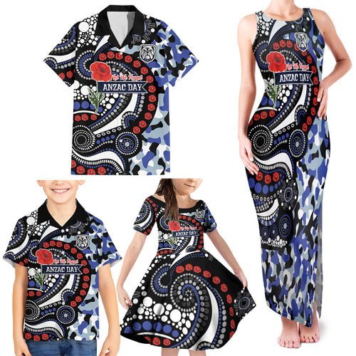 Canterbury Bulldogs ANZAC Day Family Matching Tank Maxi Dress and Hawaiian Shirt Aboriginal Dot Poppy Remembrance Bulldog