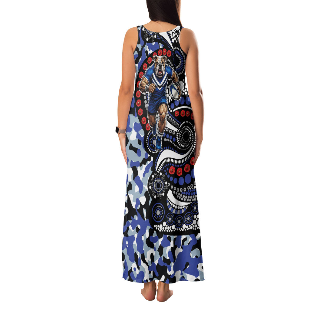 Canterbury Bulldogs ANZAC Day Family Matching Tank Maxi Dress and Hawaiian Shirt Aboriginal Dot Poppy Remembrance Bulldog