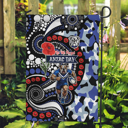 Canterbury Bulldogs ANZAC Day Garden Flag Aboriginal Dot Poppy Remembrance Bulldog