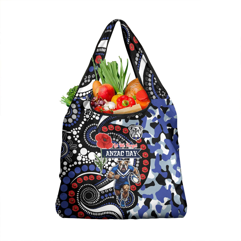 Canterbury Bulldogs ANZAC Day Grocery Bag Aboriginal Dot Poppy Remembrance Bulldog