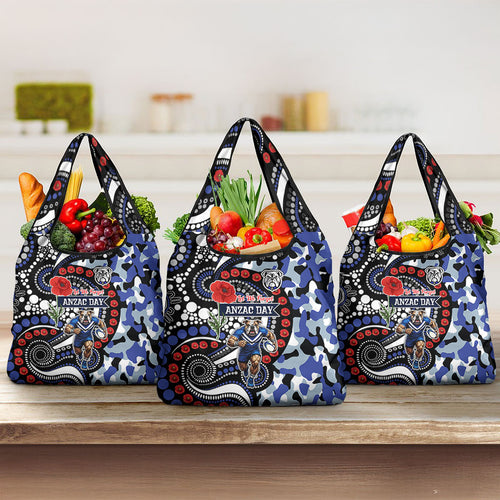 Canterbury Bulldogs ANZAC Day Grocery Bag Aboriginal Dot Poppy Remembrance Bulldog
