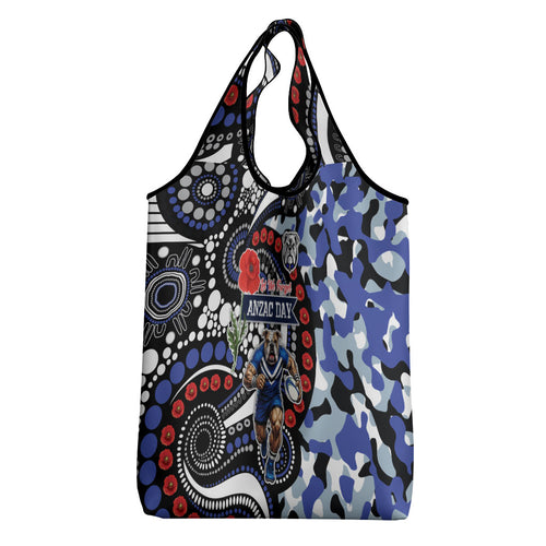 Canterbury Bulldogs ANZAC Day Grocery Bag Aboriginal Dot Poppy Remembrance Bulldog