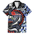 Canterbury Bulldogs ANZAC Day Hawaiian Shirt Aboriginal Dot Poppy Remembrance Bulldog