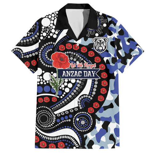 Canterbury Bulldogs ANZAC Day Hawaiian Shirt Aboriginal Dot Poppy Remembrance Bulldog
