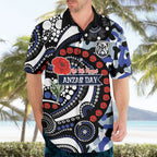 Canterbury Bulldogs ANZAC Day Hawaiian Shirt Aboriginal Dot Poppy Remembrance Bulldog