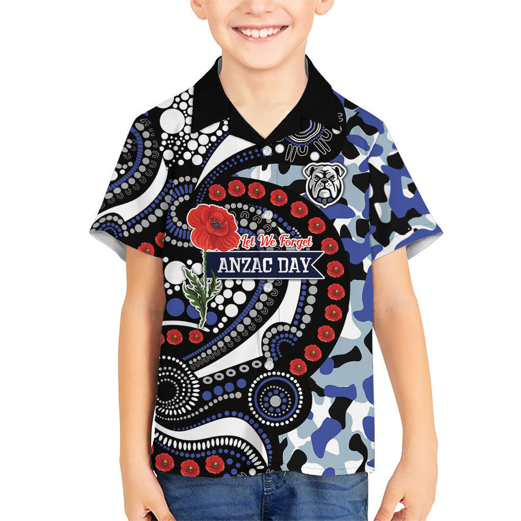 Canterbury Bulldogs ANZAC Day Hawaiian Shirt Aboriginal Dot Poppy Remembrance Bulldog