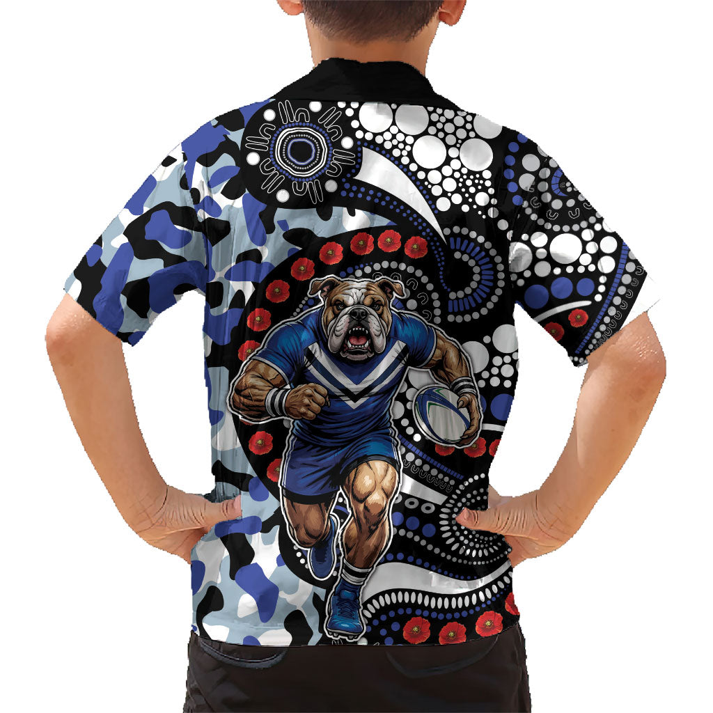 Canterbury Bulldogs ANZAC Day Hawaiian Shirt Aboriginal Dot Poppy Remembrance Bulldog