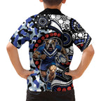 Canterbury Bulldogs ANZAC Day Hawaiian Shirt Aboriginal Dot Poppy Remembrance Bulldog