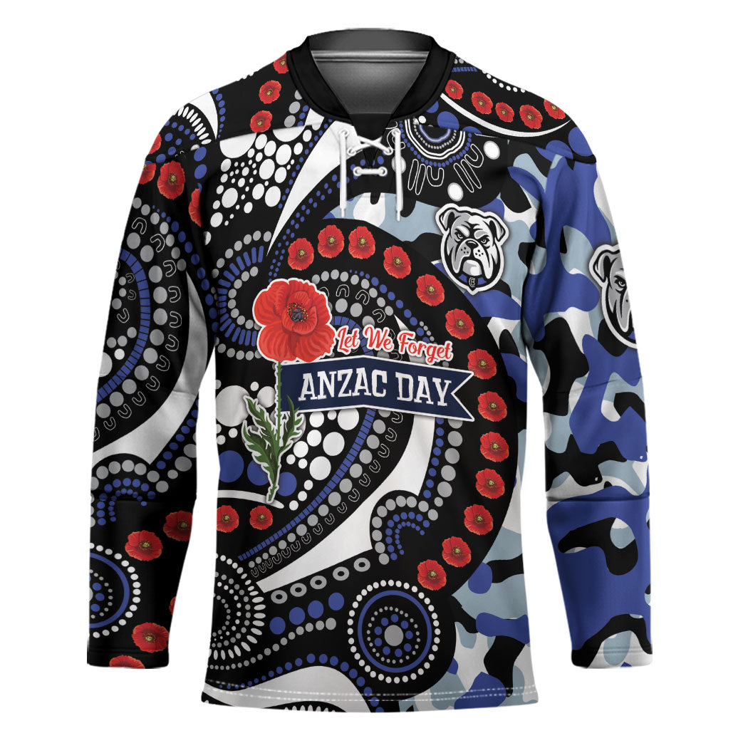 Canterbury Bulldogs ANZAC Day Hockey Jersey Aboriginal Dot Poppy Remembrance Bulldog