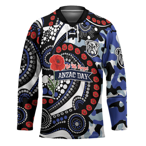 Canterbury Bulldogs ANZAC Day Hockey Jersey Aboriginal Dot Poppy Remembrance Bulldog