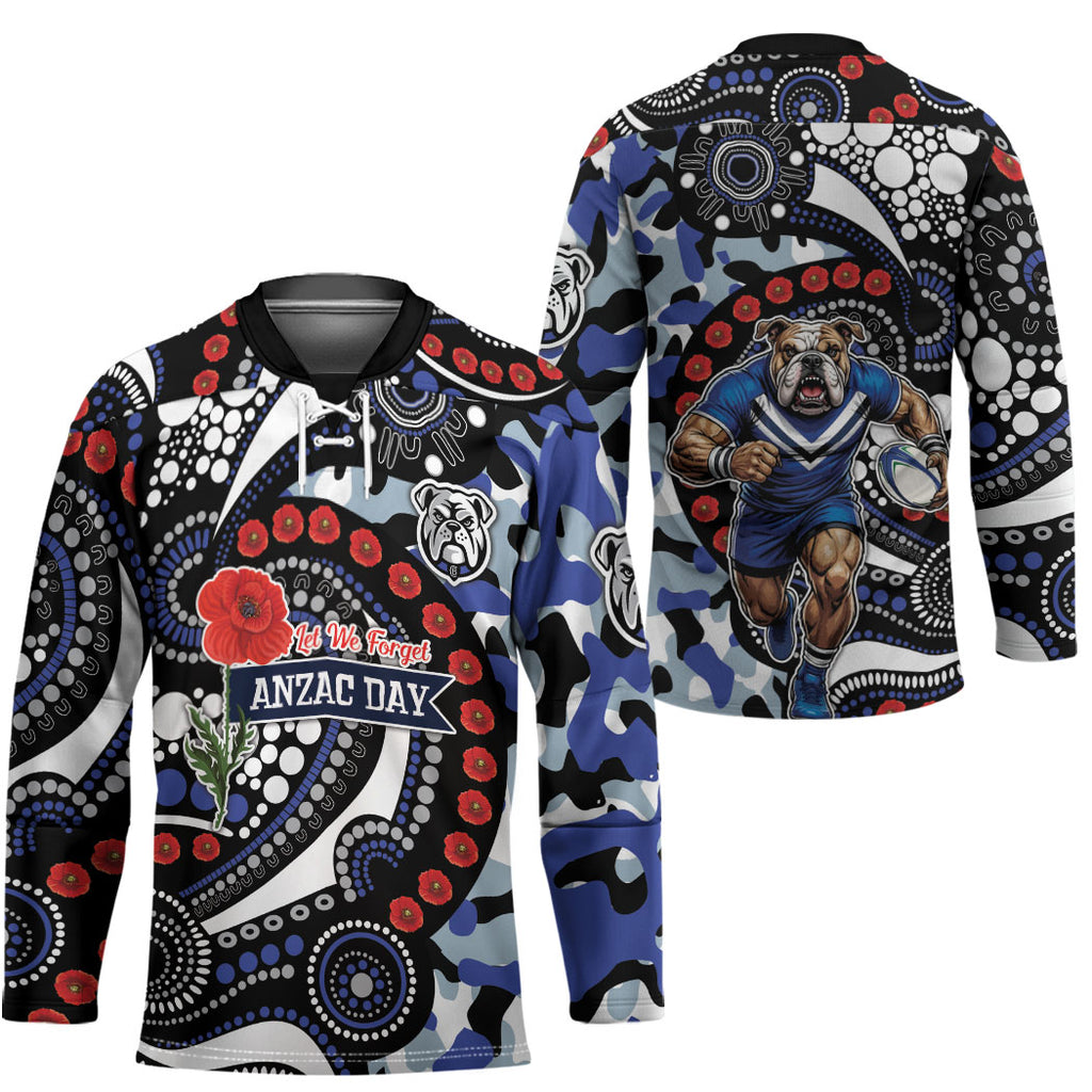 Canterbury Bulldogs ANZAC Day Hockey Jersey Aboriginal Dot Poppy Remembrance Bulldog