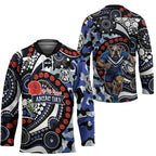 Canterbury Bulldogs ANZAC Day Hockey Jersey Aboriginal Dot Poppy Remembrance Bulldog