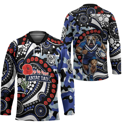 Canterbury Bulldogs ANZAC Day Hockey Jersey Aboriginal Dot Poppy Remembrance Bulldog