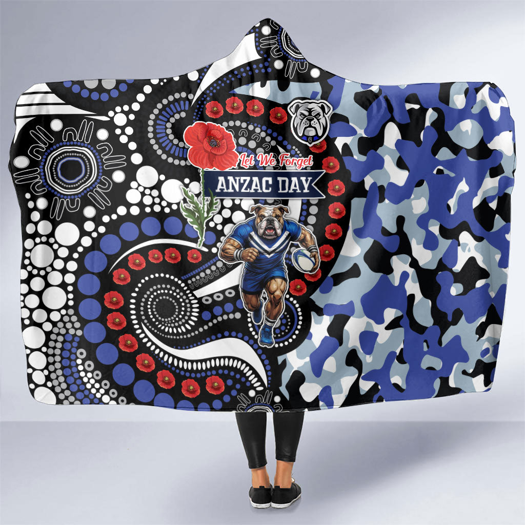 Canterbury Bulldogs ANZAC Day Hooded Blanket Aboriginal Dot Poppy Remembrance Bulldog